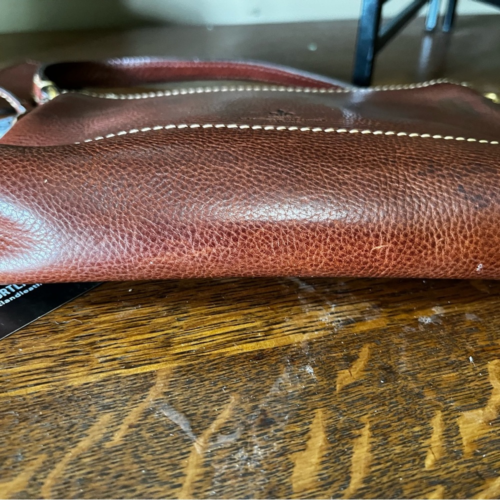 Dooney & Bourke Florentine Vacchetta Leather Chestnut Izzie Shoulder Bag AS IS - Picture 4 of 9